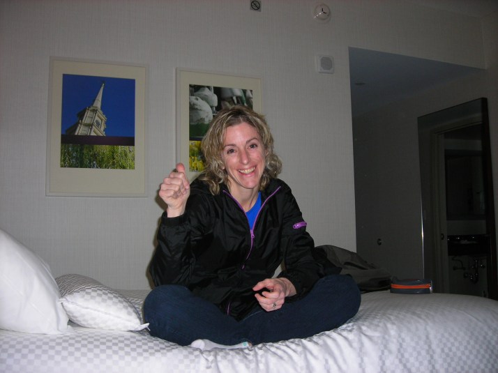 Andrea and I getting ready to not sleep